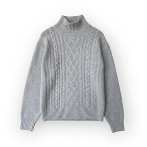 Gap Forever Cozy Cable Knit Mock Neck Sweater, Size XS, Heather Gray